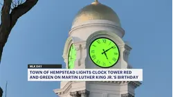 Hempstead celebrates Martin Luther King Jr. with a red and green clock tower