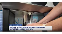 Woodbridge students celebrate World School Milk Day by meeting dairy farmer who provides milk to their school