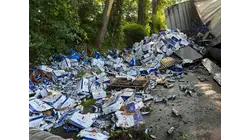 Beer spill snarls traffic after tractor-trailer overturns on Route 44 in Salisbury