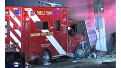 Several injured as rescue truck crashes into home after collision with Jeep