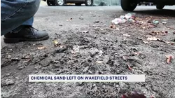 Chemical sand left on street in Wakefield