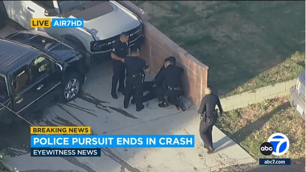 Police officer struck by car as chase ends in crash in Burbank - ABC7 ...
