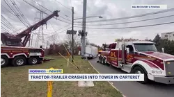 Crews stabilize tower after tractor trailer crash in Carteret