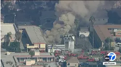 Fire at Inglewood commercial building sends up plume of black smoke