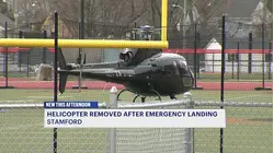 Helicopter removed after emergency landing on Stamford High School football field