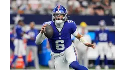 Giants QB Jaxson Dart is done for the regular season with a knee injury, coach John Harbaugh says