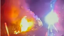 Dramatic video: NJ police rescue driver from burning wreckage