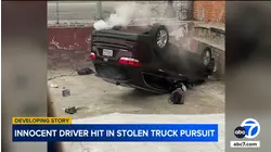 Suspect crashes into innocent driver at end of chase in downtown LA intersection