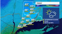 Rainy conditions and cold temperatures this weekend in Connecticut