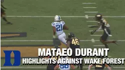 Duke RB Mataeo Durant Highlights Against Wake Forest