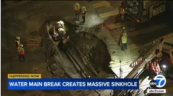 Water main break creates massive sinkhole in Woodland Hills
