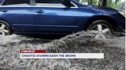 Heavy rain leaves flooded roadways, submerged sidewalks across the Bronx