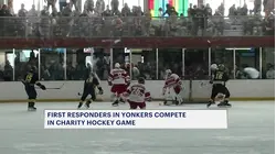 Yonkers police and Yonkers firefighters face off in the annual charity ice hockey game