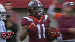 Virginia Tech's Hendon Hooker Connects WIth Tre Turner For 55-YD Touchdown