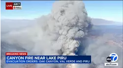 1,000-acre brush fire burning near Lake Piru in Ventura County; evacuation orders issued