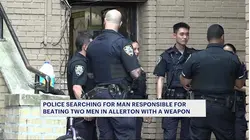 Bloody scene unfolds outside Allerton building after 2 men attacked with mystery weapon