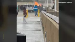 Video shows person being rescued from burning car at Woodfield mall