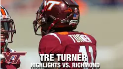 Virginia Tech WR Tre Turner Crosses the 100-Yard Mark vs. Richmond