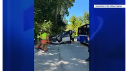 Driver escapes injury after vehicle overturns in Mahopac