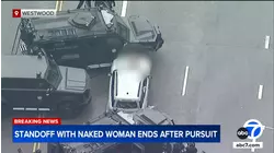 Naked driver jumps on roof of SUV before being taken into custody during bizarre standoff