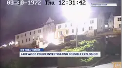 Destroyed portable toilet under investigation by Bomb Squad