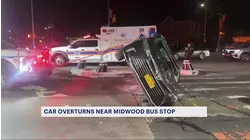 Citizen app video captures police efforts to upright overturned car in Midwood
