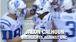 Duke WR Jalon Calhoun Highlights Against UNC