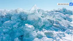 Powerful Winds Create Ice Mountains on Shoreline of Lake Erie