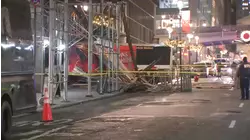 Bus crashes into scaffolding in Midtown; 1 person injured