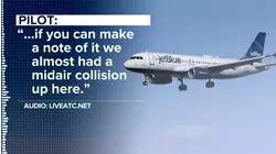 JetBlue plane narrowly avoids midair collision with military aircraft