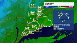 Mostly cloudy Sunday, with showers arriving Sunday afternoon in Connecticut