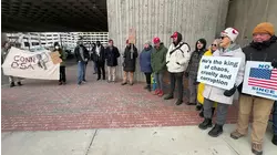Dozens protest in Bridgeport against U.S. military action in Venezuela
