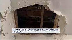'Terrifying.' Fordham couple says ceiling damage is disaster waiting to happen