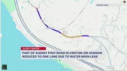 Water main leak reduces Albany Post Road to one lane in Croton-on-Hudson