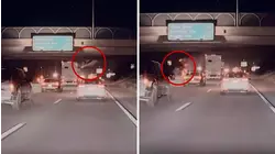 Wild video shows truck fly off overpass onto 210 Freeway in Rialto