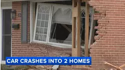 Driver flees after crashing vehicle into 2 homes in Wilmington, Delaware