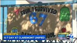 Elementary school in Claremont joins viral 6-7 trend and celebrates 67th day of school with students