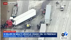 2 killed after 4 semitrucks, multiple passenger vehicles crash on WB 10 Freeway in Ontario