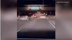 Truck Flies Off Overpass in Dramatic Freeway Crash