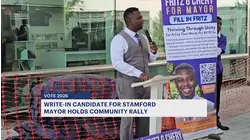 Supporters gather in Stamford for write-in candidate Fritz G. Chery