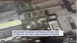 Caught on camera: 2 men chip tiles away from 'Pizza Invader' mosaic in Greenpoint