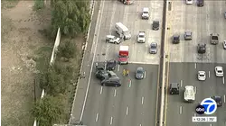 Multi-car crash shuts down several westbound lanes of 101 Freeway in Encino