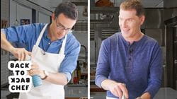 Bobby Flay Challenges Amateur Cook to Keep Up with Him