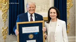 Venezuelan opposition leader presents Trump with her Nobel Peace Prize